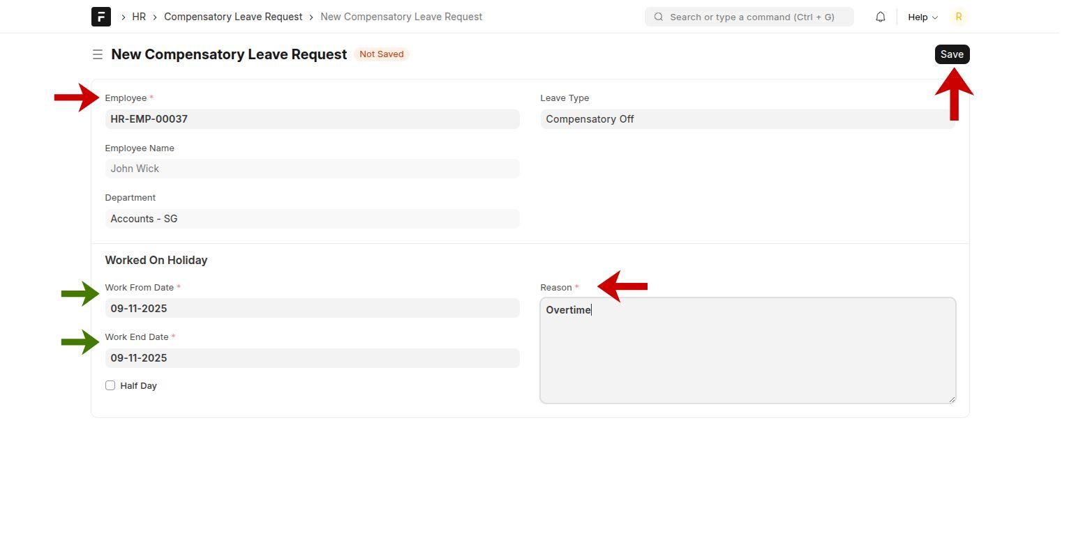 Compensatory Leave Request